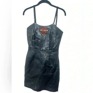 Biker Core Vintage leather biker dress Harley Davidson Patch Leather XS size2